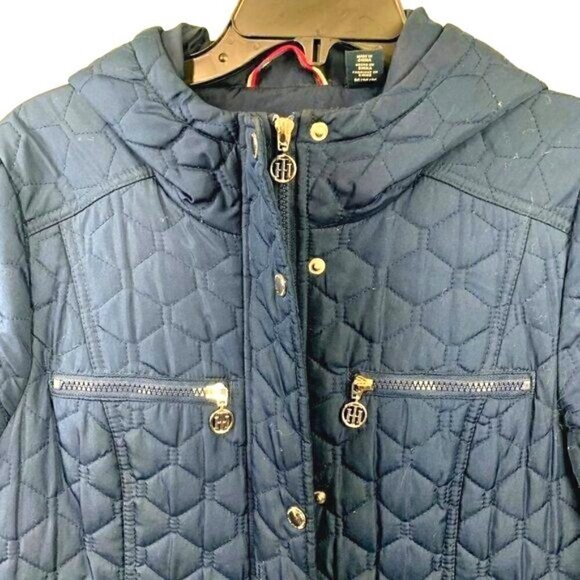 Tommy Hilfiger Women's Quilted Zip Front Puffer Jacket w/Hood-Navy Blue, Sz M - Picture 4 of 10